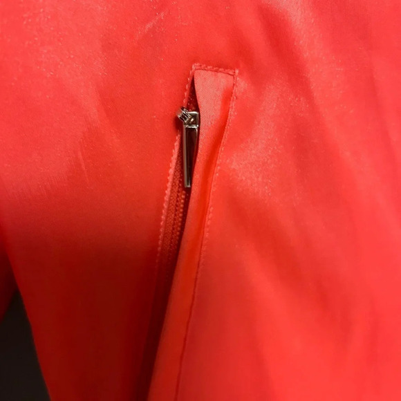 Samual Dong women’s S short sleeved jacket bright coral, kinda raincoat material - Picture 12 of 16